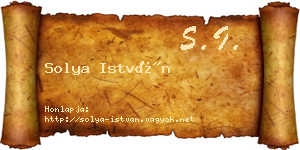 Solya István névjegykártya